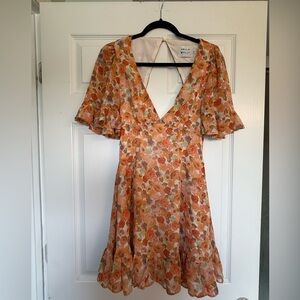 Hello Molly Orange and White Floral Midi Dress